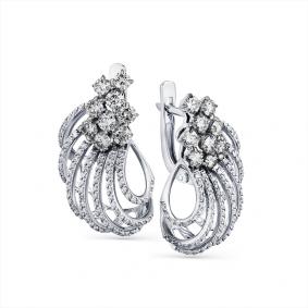 Серьги из белого золота Мастер Бриллиант 05M2-107-822 с бриллиантом 05M2-107-822 фото