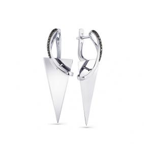 Серьги из белого золота Мастер Бриллиант 05M2-200031-00-48 с чёрным бриллиантом 05M2-200031-00-48 фото