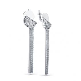 Серьги из белого золота Мастер Бриллиант 05M2-200049-00-00 с бриллиантом 05M2-200049-00-00 фото