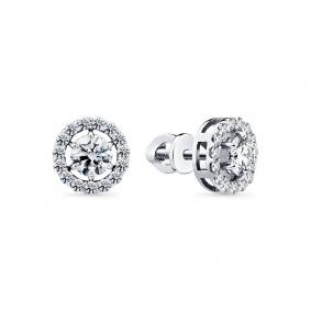 Серьги из белого золота Мастер Бриллиант 05M2-202045-00-00 с бриллиантом 05M2-202045-00-00 фото