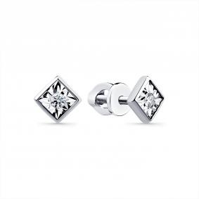 Серьги из белого золота Мастер Бриллиант 05M2-202050-01-00 с бриллиантом 05M2-202050-01-00 фото