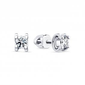 Серьги из белого золота Мастер Бриллиант 05M2-202059-00-00 с бриллиантом 05M2-202059-00-00 фото