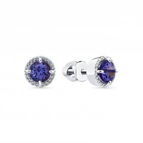 Серьги из белого золота Мастер Бриллиант 05M2-202068-01-31 с бриллиантом и танзанитом 05M2-202068-01-31 фото