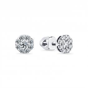 Серьги из белого золота Мастер Бриллиант 05M2-202078-00-00 с бриллиантом 05M2-202078-00-00 фото