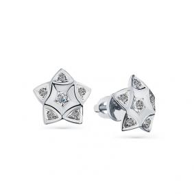 Серьги из белого золота Мастер Бриллиант 05M2-202124-00-00 с бриллиантом 05M2-202124-00-00 фото