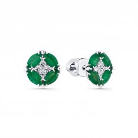 Серьги из белого золота Мастер Бриллиант 05M2-202140-00-01 с бриллиантом и изумрудом 05M2-202140-00-01 фото