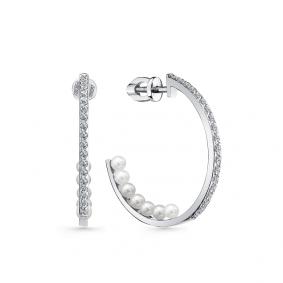 Серьги из белого золота Мастер Бриллиант 05M2-202198-00-28 с бриллиантом и жемчугом 05M2-202198-00-28 фото