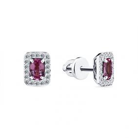 Серьги из белого золота Мастер Бриллиант 05M2-202225-00-47 с бриллиантом и сапфиром 05M2-202225-00-47 фото