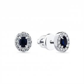 Серьги из белого золота Мастер Бриллиант 05M2-202231-00-02 с бриллиантом и сапфиром 05M2-202231-00-02 фото