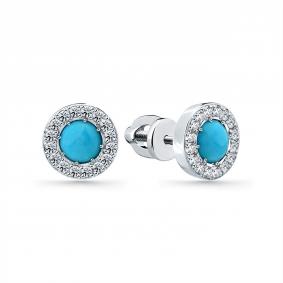 Серьги из белого золота Мастер Бриллиант 05M2-202241-00-38 с бриллиантом и бирюзой 05M2-202241-00-38 фото