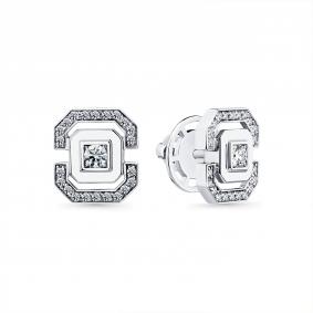 Серьги из белого золота Мастер Бриллиант 05M2-202271-00-00 с бриллиантом 05M2-202271-00-00 фото
