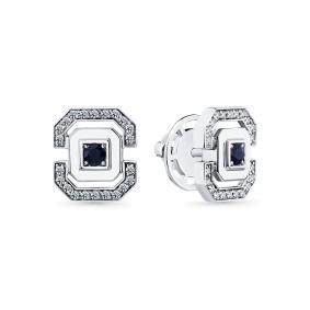 Серьги из белого золота Мастер Бриллиант 05M2-202271-00-02 с бриллиантом и сапфиром 05M2-202271-00-02 фото