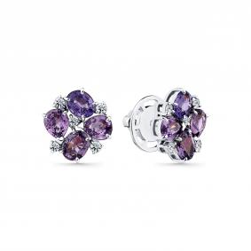 Серьги из белого золота Мастер Бриллиант 05M2-202274-00-47 с бриллиантом и сапфиром 05M2-202274-00-47 фото