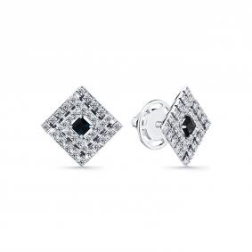 Серьги из белого золота Мастер Бриллиант 05M2-202306-00-02 с бриллиантом и сапфиром 05M2-202306-00-02 фото