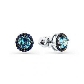 Серьги из белого золота Мастер Бриллиант 05M2-204321-00-56 с топазом и сапфиром 05M2-204321-00-56 фото