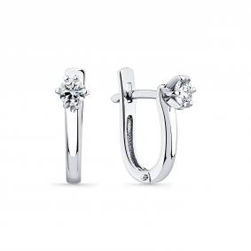 Серьги из белого золота Мастер Бриллиант 05M2-204327-00-00 с бриллиантом 05M2-204327-00-00 фото