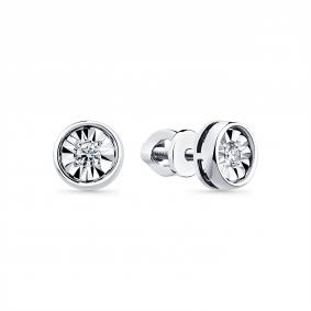 Серьги из белого золота Мастер Бриллиант 05M2-205254-01-00 с бриллиантом 05M2-205254-01-00 фото