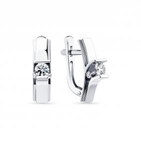 Серьги из белого золота Мастер Бриллиант 05M2-206483-01-00 с бриллиантом 05M2-206483-01-00 фото