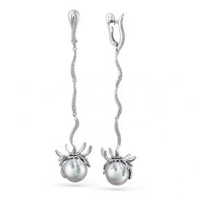 Серьги из белого золота Мастер Бриллиант 05M2-207440-00-28 с бриллиантом и жемчугом 05M2-207440-00-28 фото