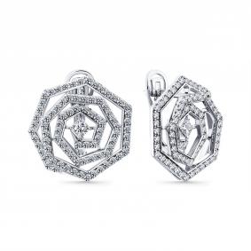 Серьги из белого золота Мастер Бриллиант 05M2-207673-00-00 с бриллиантом 05M2-207673-00-00 фото