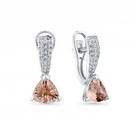 Серьги из белого золота Мастер Бриллиант 05M2-207744-00-13 с бриллиантом и морганитом 05M2-207744-00-13 фото