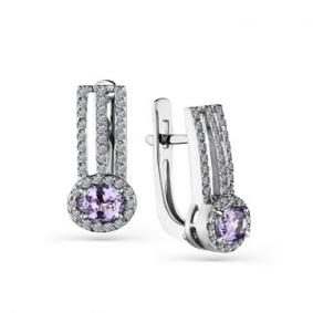 Серьги из белого золота Мастер Бриллиант 05M2-207837-00-47 с бриллиантом и сапфиром 05M2-207837-00-47 фото