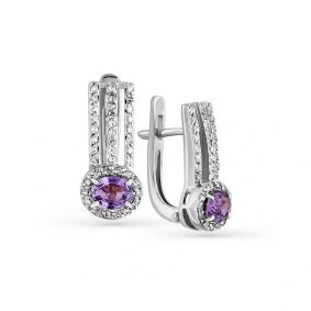 Серьги из белого золота Мастер Бриллиант 05M2-207837-02-47 с бриллиантом и сапфиром 05M2-207837-02-47 фото