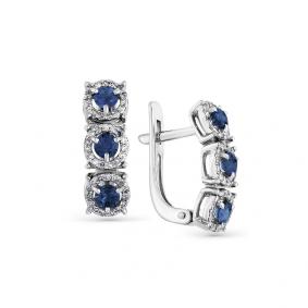 Серьги из белого золота Мастер Бриллиант 05M2-207847-00-02 с бриллиантом и сапфиром 05M2-207847-00-02 фото