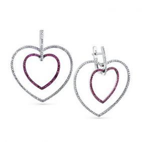 Серьги из белого золота Мастер Бриллиант 05M2-207860-00-03 с бриллиантом и рубином 05M2-207860-00-03 фото