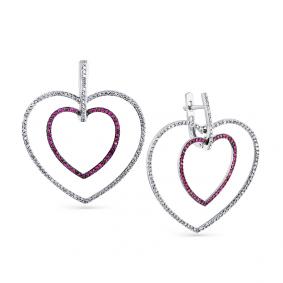 Серьги из белого золота Мастер Бриллиант 05M2-207860-04-03 с бриллиантом и рубином 05M2-207860-04-03 фото