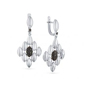 Серьги из белого золота Мастер Бриллиант 05M2-207861-00-48 с чёрным бриллиантом 05M2-207861-00-48 фото