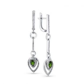 Серьги из белого золота Мастер Бриллиант с хромдиопсидом и бриллиантом 05M2-207862-00-37 05M2-207862-00-37 фото