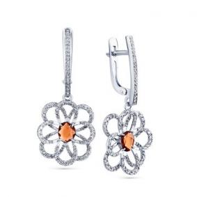 Серьги из белого золота Мастер Бриллиант с бриллиантом и спессартином 05M2-207865-00-34 05M2-207865-00-34 фото