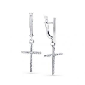Серьги-кресты из белого золота Мастер Бриллиант с бриллиантом 05M2-207869-00-00 05M2-207869-00-00 фото