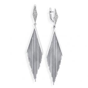 Серьги из белого золота Мастер Бриллиант 05M2-207870-00-00 с бриллиантом 05M2-207870-00-00 фото