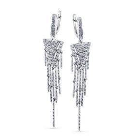 Серьги из белого золота Мастер Бриллиант 05M2-207886-00-00 с бриллиантом 05M2-207886-00-00 фото