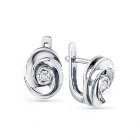 Серьги из белого золота Мастер Бриллиант 05M2-207913-00-00-7 с бриллиантом 05M2-207913-00-00-7 фото