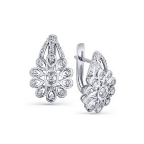 Серьги из белого золота Мастер Бриллиант 05M2-207932-00-00 с бриллиантом 05M2-207932-00-00 фото