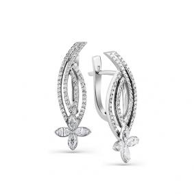 Серьги из белого золота Мастер Бриллиант 05M2-207937-00-00 с бриллиантом 05M2-207937-00-00 фото