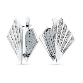 Серьги из белого золота Мастер Бриллиант 05M2-208019-00-00 с бриллиантом 05M2-208019-00-00 фото