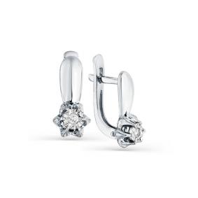 Серьги из белого золота Мастер Бриллиант 05M2-208020-00-00 с бриллиантом 05M2-208020-00-00 фото