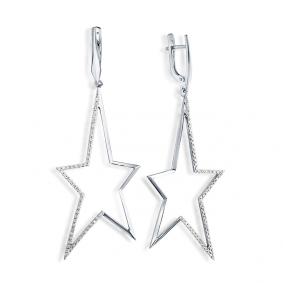 Серьги из белого золота Мастер Бриллиант 05M2-208021-00-00 с бриллиантом 05M2-208021-00-00 фото