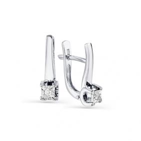 Серьги из белого золота Мастер Бриллиант 05M2-208026-00-00 с бриллиантом 05M2-208026-00-00 фото