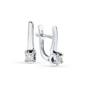 Серьги из белого золота Мастер Бриллиант 05M2-208026-01-00 с бриллиантом 05M2-208026-01-00 фото