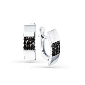 Серьги из белого золота Мастер Бриллиант 05M2-208029-00-48-7 с чёрным бриллиантом 05M2-208029-00-48-7 фото