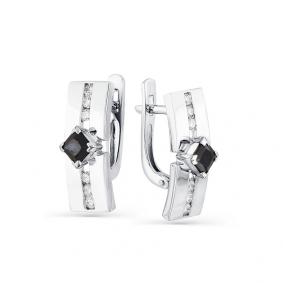 Серьги из белого золота Мастер Бриллиант 05M2-208125-00-02 с бриллиантом и сапфиром 05M2-208125-00-02 фото