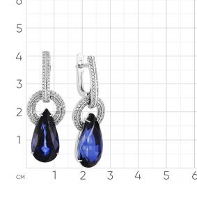 Серьги из белого золота Мастер Бриллиант 05M2-208126-00-49 с бриллиантом и сапфировым корундом 05M2-208126-00-49 фото