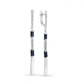 Серьги из белого золота Мастер Бриллиант 05M2-208171-00-02 с бриллиантом и сапфиром 05M2-208171-00-02 фото