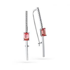 Серьги из белого золота Мастер Бриллиант 05M2-208205-00-60 с бриллиантом и турмалином 05M2-208205-00-60 фото