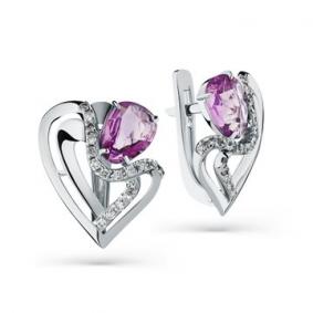 Серьги из белого золота Мастер Бриллиант 05M2-208209-00-45 с бриллиантом и сапфиром 05M2-208209-00-45 фото